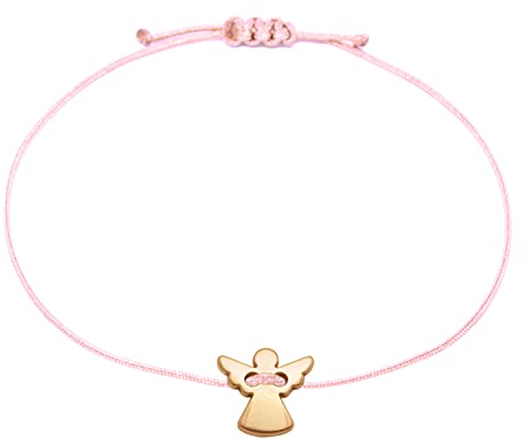 Selfmade Jewelry Armband Damen Schutzengel Roségold Größenverstellbares Makramee Armbändchen mit Engelchen Inkl. Geschenk-Verpackung (Roségold - Rosa)