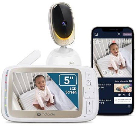 Motorola Nursery VM85 Connect Baby Monitor with Camera – WiFi and Mobile App, 5” Display, Night Vision, Pan/Tilt, Two-Way Talk, Lullabies