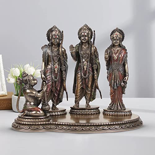 ARTVARKO Ram Darbar Composite of Bronze and Resin God Murti Statue Shree Ram Ji Sita Laxman Hanuman Home Decor Puja Bhagwan Idol Murti for Mandir Temple