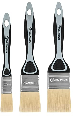 ROLLINGDOG Soft Paint Brushes Decorating Set- for Smooth Surfaces,Wall Paint,Furniture,DIY Detail Painting (3 PC Pack, 20mm, 40mm, 50mm)
