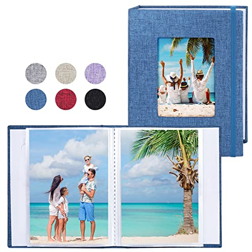 Vienrose Fotoalben Klein 10x15 Fotos 2 Pack Leinen Cover mit Frontfenster, Einsteckalbum 26 Seiten mit 52 Fotos, Aufbewahrung von Kunstwerken oder Postkarten