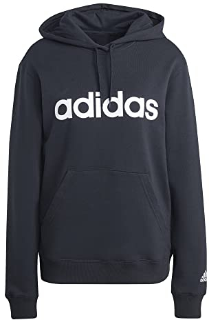 adidas Donna Essentials Linear Hoodie, Black / White, M