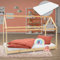 ML-Design Kinderbett 90x200 cm Natur mit Matratze H:16 cm, Dach und Lattenrost, Hausbett für Mädchen/Jungen, Kinderhaus aus Kiefernholz, Bodenbett Jugendbett Kinder Bett Bettenhaus Spielbett Holzbett