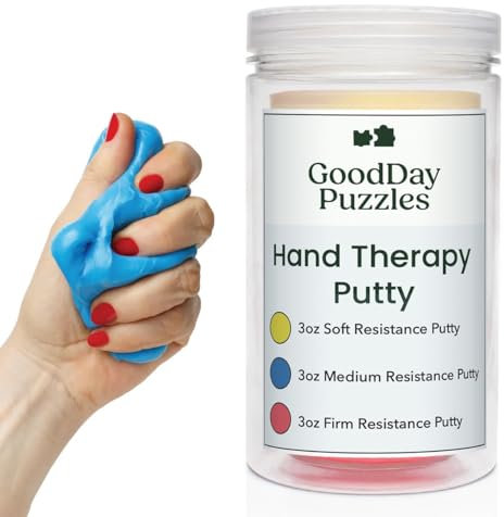 GoodDay Puzzles Therapieknete | 3-teiliges Set | 3 Stärkestufen | Demenz-/Alzheimer-Aktivitäten für Senioren | Handübung Stressabbau für Erwachsene | Geschenke für ältere Menschen | Reha-Fidgeteilt