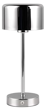 RL LIVE YOUR LIGHT Reality Leuchten Jeff R59151106 LED Battery-Powered Table Lamp Metal Chrome with 1.5 Watt LED, 4-Way Touch