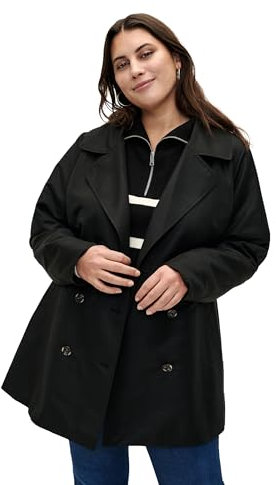 Zizzi Damen Große Größen Trenchcoat Gürtel Taschen Größe Gr S (42/44) Black