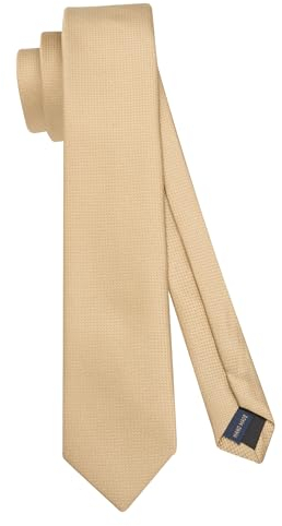 HISDERN Goldene Krawatte dünne Krawatten schmale für Herren solide klassische formelle für Hochzeit Party Business (6cm)