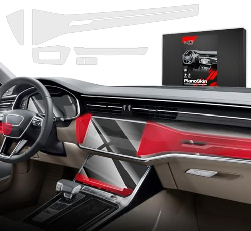 GRIZZ GLASS - Schutzfolie Auto - Schutzschicht für den Innenraum - schützt vor Kratzern und Schmutz - Lackschutzfolie 5in1 PianoSkin Matte für Audi A6 C8 (2018-2024) - 5er-Pack matt