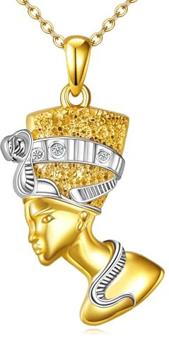 DAYLINLOVE Nofretete Kette 925er Sterling Silber Halskette Anhänger Ägyptische KönigNofretete Amulett Schutz Ägyptischer Schmuck Geschenk für Damen Mädchen Frauen Mutter