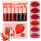 6 Colours Lip Tint Stain Set Líquidas de Larga Duración- Labial Coreano Resistente al Agua, No Pegajoso, Sin Transferencias - Minilápiz Labial con Brillo