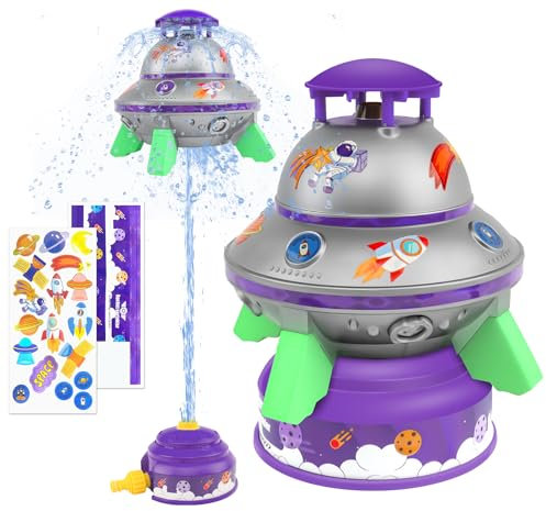 Outdoor Water Sprinkler for Kids,Rocket Sprinkler Water-Powered Launch & Spin Toy, Summer Fun & Birthday Gift for Boys & Girl