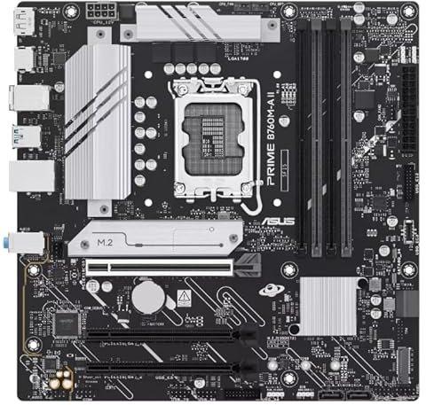 ASUS Prime B760M-A II-CSM mATX-Mainboard | LGA 1700, DDR5, PCIe 5.0, 2x M.2, Realtek 2.5Gb Ethernet, DisplayPort, HDMI, SATA 6, USB A, USB C, Aura Sync
