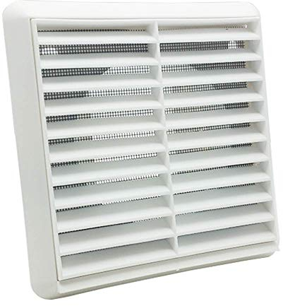 Kair Rejilla de ventilación de pared blanca de 155 mm con mosquitera y espiga trasera redonda de 125 mm