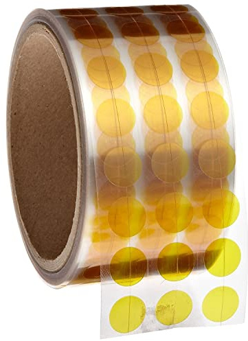 Bertech Low Static Polyimide Masking Discs, 1/2 Inch Diameter, Amber, Made from High Temperature Polyimide Film with Silicon Adhesive (2,000 Per Roll), RoHS and REACH Compliant