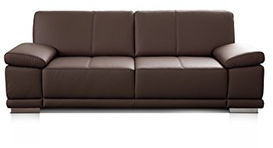CAVADORE 3,5-Sitzer Ledersofa Corianne / Großes Polstersofa in Echtleder im modernen Design / Mit verstellbaren Armlehnen / 248 x 80 x 99 / Echtleder dunkelbraun