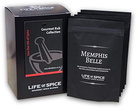 Life of Spice Gourmet Rub Collection | All Purpose Seasoning & BBQ Rubs | 236g | 5 Original Rubs with Recipe Cards | Great spices for Ribs, Mexican Fajitas, Buffalo Wings, Peppered Steaks | Great Gift