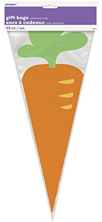 Unique Party 62664 - Easter Carrot Cone Cellophane Bags, Pack of 20