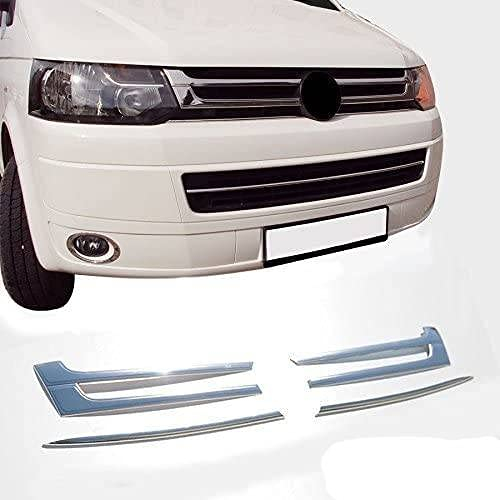 OMAC Kühlergrill Leisten Grillleisten kompatibel mit VW Transporter T5 2010-2015 Chrom Silber 4x