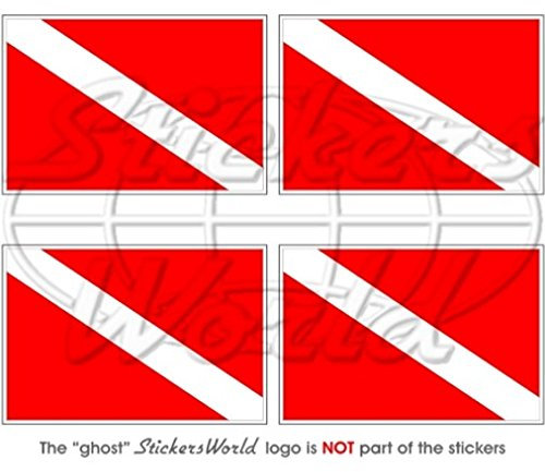 Tauchen Flagge Diver Dive Down 5,1 cm (50 mm) Vinyl bumper-helmet Sticker, Aufkleber X4