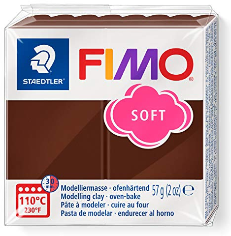 STAEDTLER 8020-75 FIMO Soft Oven-Hardening Polymer Modelling Clay - Chocolate (1 x 57g Block)