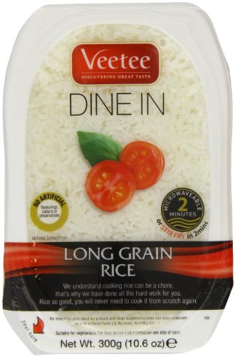 VeeTee - Long Grain Rice - Microwavable, Gluten Free Rice, 300g (Pack of 6)