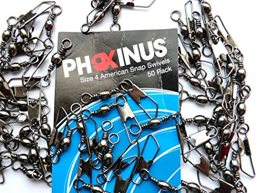 Phoxinus Lot de 50 mousquetons à vis émerillon pour pêche à la Carpe/au brochet/en mer Noir Taille 4