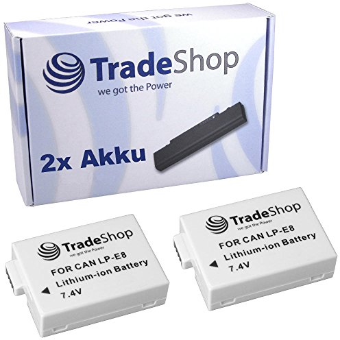 2x High Performance Camera Lithium Ion Battery for Canon EOS 550D 600D 650D 550 600 550 600 D 650 D replaces Canon LP-E8 LPE8 LP-E 8 LPE Skateboard 8 