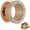Treuheld® | 5mm Kristall Ohr Flesh Tunnel | Rosé Gold mit transparenten Zirkonia Steinen | Chirurgenstahl | Gewinde Schraubverschluss | Damen