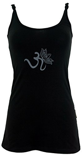 GURU SHOP Yoga-Top aus Bio-Baumwolle OM - Schwarz, Damen, Size:S