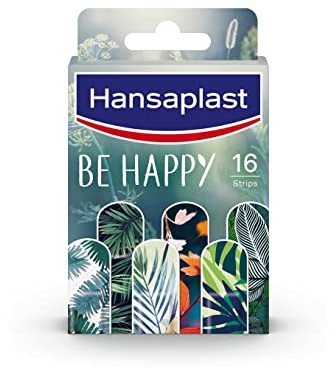 Hansaplast bunte Pflaster Be Happy Limited Edition (16 Strips), schmutz- und wasserabweisende Wundpflaster, Pflaster Set mit sommerlichen Designs, schmerzlos zu entfernen & hautfreundlich