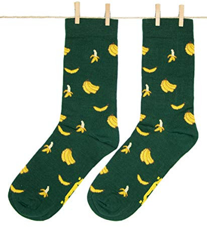Roits Chaussettes Homme Bananes Vert 41-46 - Chaussettes Fantaisie Originales Rigolotes Drôles