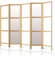 murando - Paravent Intérieur Japonais 225x172 cm - Séparateur de Pièce en Bois Naturel et Toile Imprimée - Paravent Oriental Portable et Pliable - Design Minimaliste Blanc p-A-0009-z-c