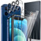 LK 3+3 Verre Trempé Compatible avec iPhone 12 (6.1 Pouce), 3pcs Protection Ecran et 3pcs Caméra Arrière Protecteur,Film Ecran Anti-Rayures et sans Bulles d'air avec Cadre d'installation(Ultra-HD)