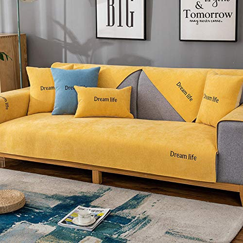 Suuki Decken für Couch Möbelschutzfolie,Sofabezüge für Ledersofa und Stoffsofa,Rutschfester Rastplatz-Sofaschutz,Wohnzimmer rutschfeste 2/3/4/5 Sitzer-Gelb_30 * 50cm Kissenbezug