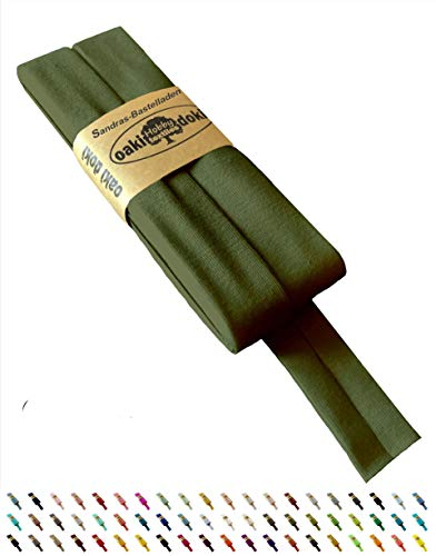 Sandras-Bastelladen Oaki Doki Schrägband/Einfassband Tricot de Luxe Jersey gefalzt 3m x 20mm 425-Olivgrün