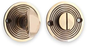 Solid Brass Antique Beehive Bathroom Thumb Turn & Release Door Lock Set (Aged Brass)