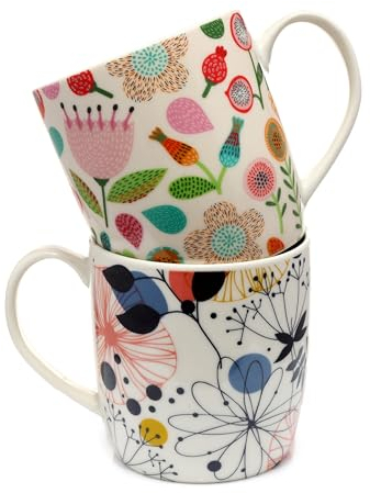 Puckator Autumn Falls, Wisewood Set of 2 Pick of The Bunch Porcelain Tea Coffee Mugs Funny Home Accessories Cute Gifts for Girlfriend Large Mugs Men Women Hot Drinks Cups Presents Secret Santa Gift