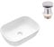 VBChome Waschbecken 45 x 32 cm Keramik Weiß Oval Waschtisch Pop-up ventil Click-Clack Handwaschbecken Aufsatzwaschbecken Waschschale Gäste WC