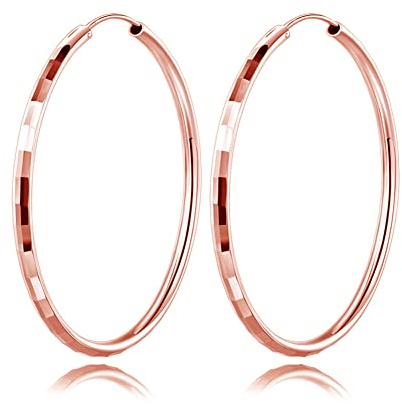 Zolkamery Creolen Silber 925 Damen Ohrringe, 925 Sterling Silber Rose Gold Rund Groß Creolen für Damen, Durchmesser 45mm Allergenfrei Ohrschmuck, Passt Alltag Party für Mädchen
