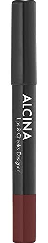 ALCINA Lips & Cheeks Designer brown - Hochpigmentierte Farbe mit samtig-matten Finish - 2-in-1 Stift: Lippenstift und Rouge in einem