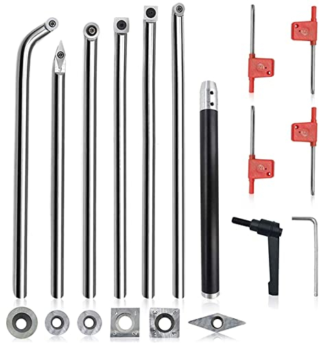 RANRANHOME Drechselwerkzeug Set Drechseleisen Hss Drehmeißel Mit Wendeplatten Drechselbeitel Holzbearbeitungswerkzeuge Round Shank Hartmetall Drehstahl 12 Vollhartmetalleinsatz Cutter