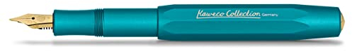Kaweco COLLECTION fountain pen Iguana Blue I Premium fountain pen with gold-plated steel nib and iridium tip for ink cartridges I Sport fountain pen 13 cm I Nib: EF (Extra Fine)