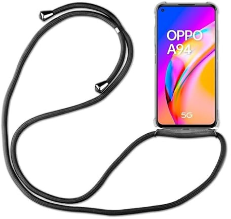 betterfon Hülle Kompatibel mit Oppo A94 5G | Handykette Smartphone Halskette Hülle mit Band | Handyhülle mit Kordel zum Umhängen Kompatibel für A94 5G | Schwarz