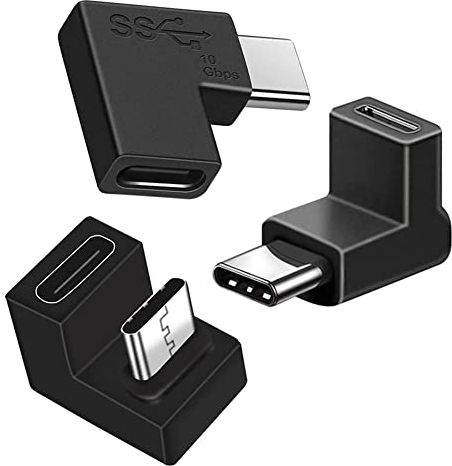 SELIACR USB C 90 Grad Adapter (3 Stück), USB C 3.2 Stecker zu Buchse 10Gbps 5A/30V OTG Adapter Stereo Ellenbogen Adapter Kompatibel mit USB-C Tablet Phones(3 Arten von 90 Grad Adaptern)