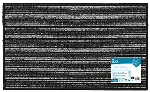 JVL Arona Machine Washable Latex Backed Doormat, 50x80cm, Black