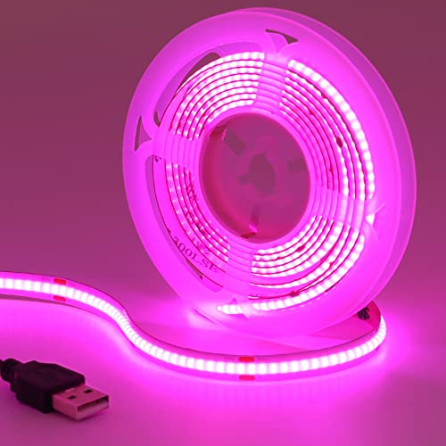 GOMING DC 5V USB COB LED Strip Violett LED Streifen IP65 Wasserdicht 2M 320LED/M LED Band Selbstklebend Lichtband für Home TV Hintergrundbeleuchtung Vitrinenbeleuchtung
