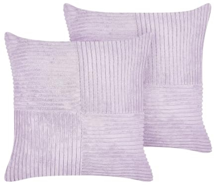 Beliani Coussins Décoratifs Violet en Velours Côtelé 43 x 43 cm Glamour Ensemble de 2 Millet