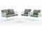 RATTATAN KENZIA Lounge-Set, Gartenmöbel-Set, großes Sofa, 2 Sessel, Kaffeetisch (Weiß/Grün)