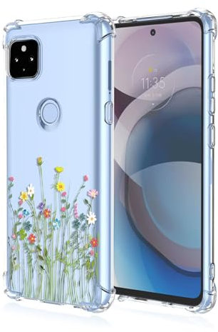 Topme Hülle für Google Pixel 4a 5G (6.2 Inches), Handyhülle aus Weichem TPU Silikon, Transparent, mit Gemaltem Muster - Blumen 11