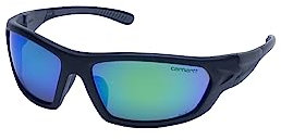 Carhartt Carbondale - Gafas de sol de seguridad con espejo verde, lente antivaho con marco negro/gris, clasificación ANSI